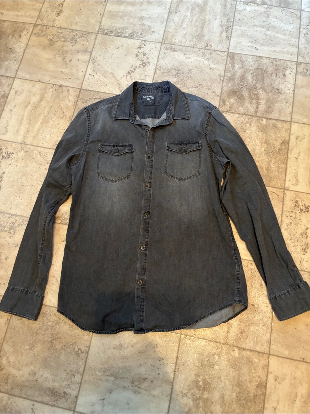 Calvin Klein Jeans Washed Charcoal Button-Down